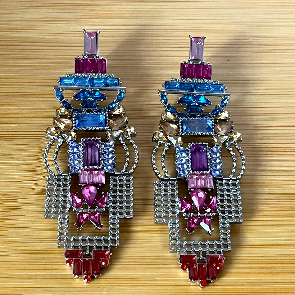 Modern Art Deco Dangle Earrings